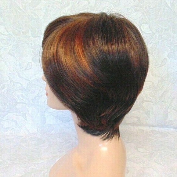 Short Brown Highlighted Heat Resistant Wig main image 7